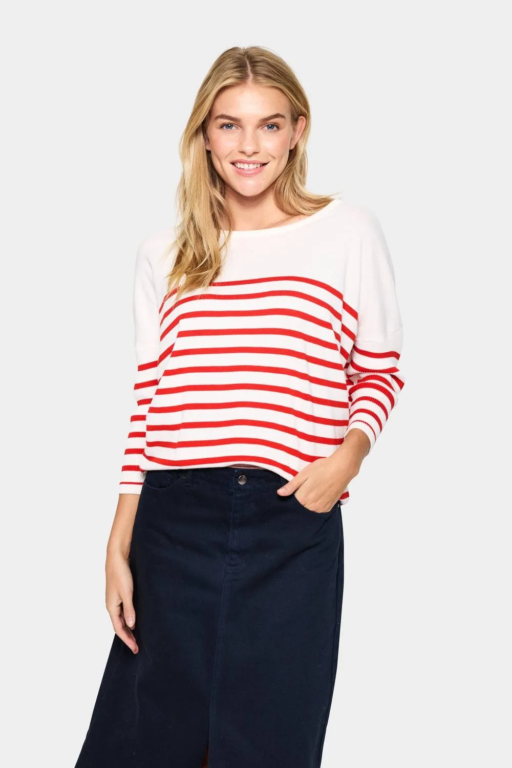 MilaSZ Round Neck Striped Jumper - Multicolor - Size: M - Saint tropez - FashionsVida