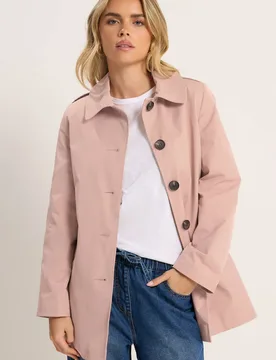 Women's Petite Tie Waist Mac Coat in Light Pink Size: 16 - Light Pink - Size: 16 - M&Co - FashionsVida