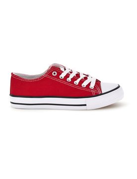 Sneakers rosso in tela stringate basse 8011 39