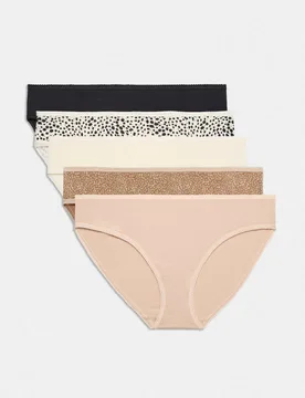 Pk Pure Cotton Bikini Knickers Black Mix female - M&S - FashionsVida