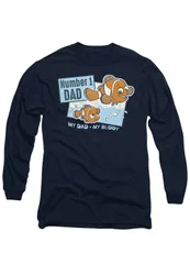 Finding Nemo Pixar Finding Nemo Number 1 Dad Marlin Long Sleeve T-Shirt, Navy - Navy - Size: S