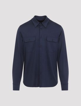 Silk Cotton Blend Military Shirt
