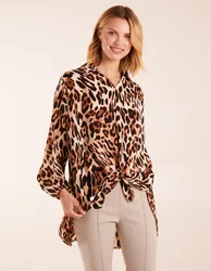 Leopard Print Blouse - S/M / STONE - female