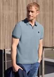 Street One Kurzarm Poloshirt mit Struktur male Blau