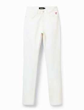 Vaqueros Straight, Mujer, Algodon, Blanco, 34