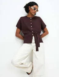 Belted Cardigan Chocolate female
