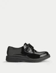 Kids' Patent Leather Riptape Shoes (12.5 Small - 4 Large) Black Female