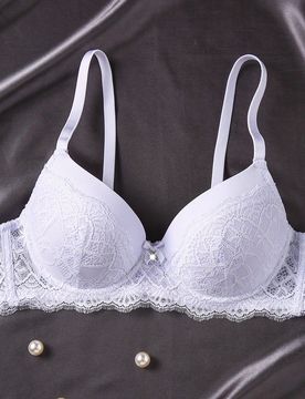 Pieza Sujetador sin aros romántico sexy con encaje de contraste para el pecho pequeño de mujeres lencería