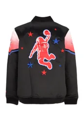 Giubbotto Bomber Uomo Nba Ce Snap Satin Jacket Houroc Black/original Team Colors