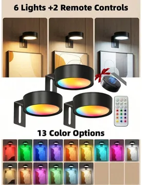 Pieza Luz de pared metálica inalámbrica, Luces LED para cuadros, Funcionan con batería, Luz LED inalámbrica para pintura, Luces de arte de pared, - Shein - FashionsVida