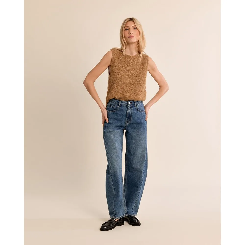 Jersey de mujer de manga sisa en punto mezclado - Molly Bracken - FashionsVida