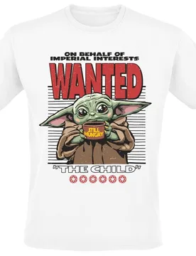 Disney T-Shirt - The Mandalorian - Grogu - Wanted On Behalf Of Imperial Interests - M bis XXL - für Männer - Größe XXL - weiß - - Männer - male - Star Wars - FashionsVida
