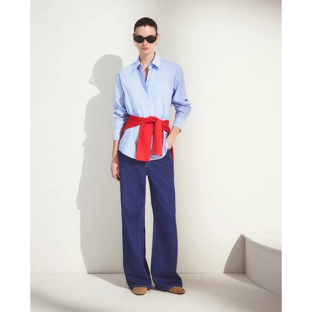 Blusa oversize de mujer de popelin a rayas - Woman El Corte Inglés - FashionsVida