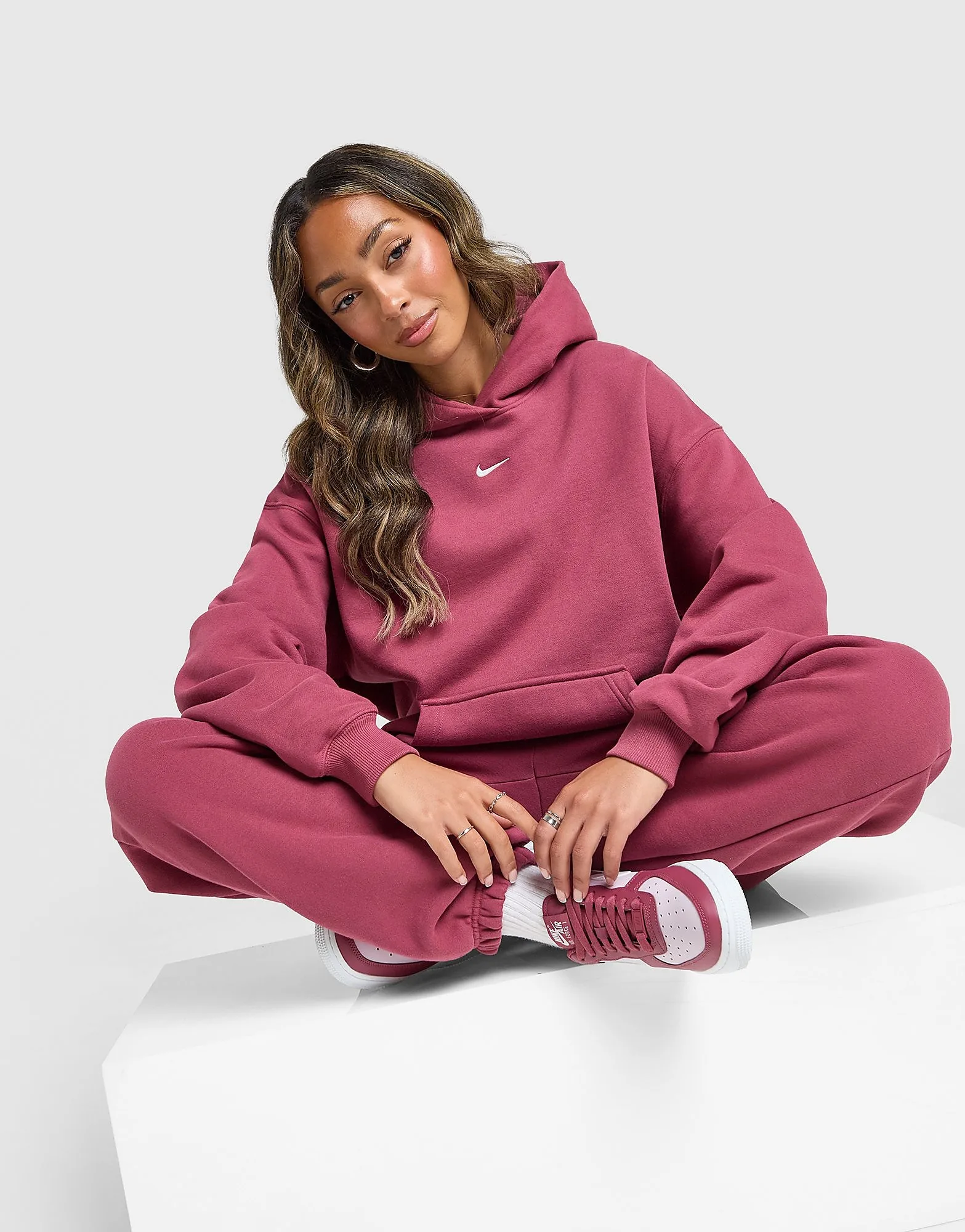 Studio Fleece Oversized Hoodie - Damen, Rot - female - Size: S - Nike - FashionsVida