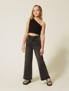Jean noir cropped cinq poches