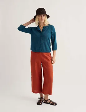Cotton Rich Cardigan with Linen Teal female - Seasalt cornwall - FashionsVida