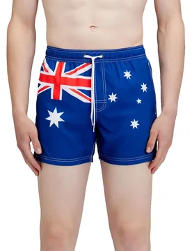Pantaloncino Da Bagno Elasticated Waistband Recycled Polyester Repreve Australia Flag Mineral Blue 02 M - Sundek - FashionsVida