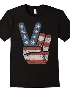 Vintage American Flag Big Peace Sign Printed T-Shirt. Summer Cotton Short Sleeve O-Neck Mens T Shirt New S-3XL - Aliexpress - FashionsVida