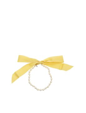Collana con perle e nastro gialla