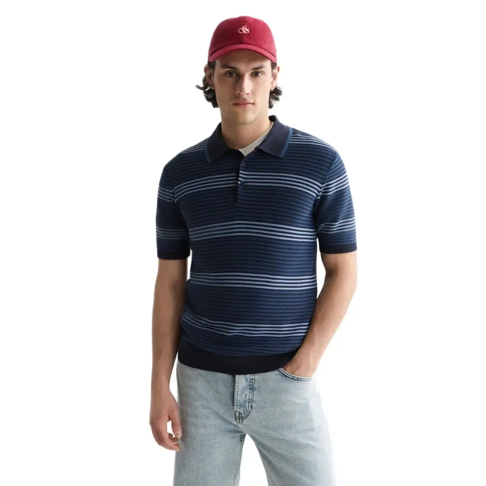 Polo A Maniche Corte 183612 Regular Fit Ensign Blue Stripe S - Scotch & Soda - FashionsVida