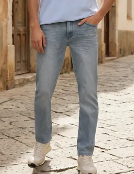 Street One Slim Leg Jeans male Grau - Street One MEN - FashionsVida