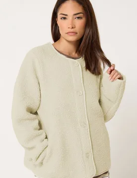 Women's Petite Borg Jacket in Ivory Size: 10 - Ivory - Size: 10 - PixieGirl - FashionsVida