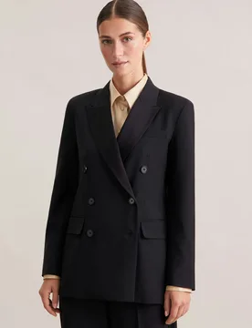 Zweireihiger Smokingblazer aus einer Wollmischung Schwarz 40 - Seidensticker - FashionsVida