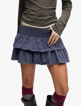 Superdry Damen Bench Tiefsitzender Stufenrock Navy - Größe: Xxs - 49.99 - FashionsVida