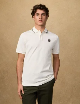 Polo de hombre de manga corta de algodón piqué con logo tallas grandes - Hackett - FashionsVida