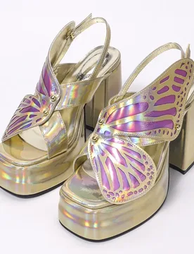 Y2K Holographic Butterfly Platform Women's Sandals Women Slingback Block Heel Party Women's Pumps and Heels Sandalias De Mujer - Aliexpress - FashionsVida