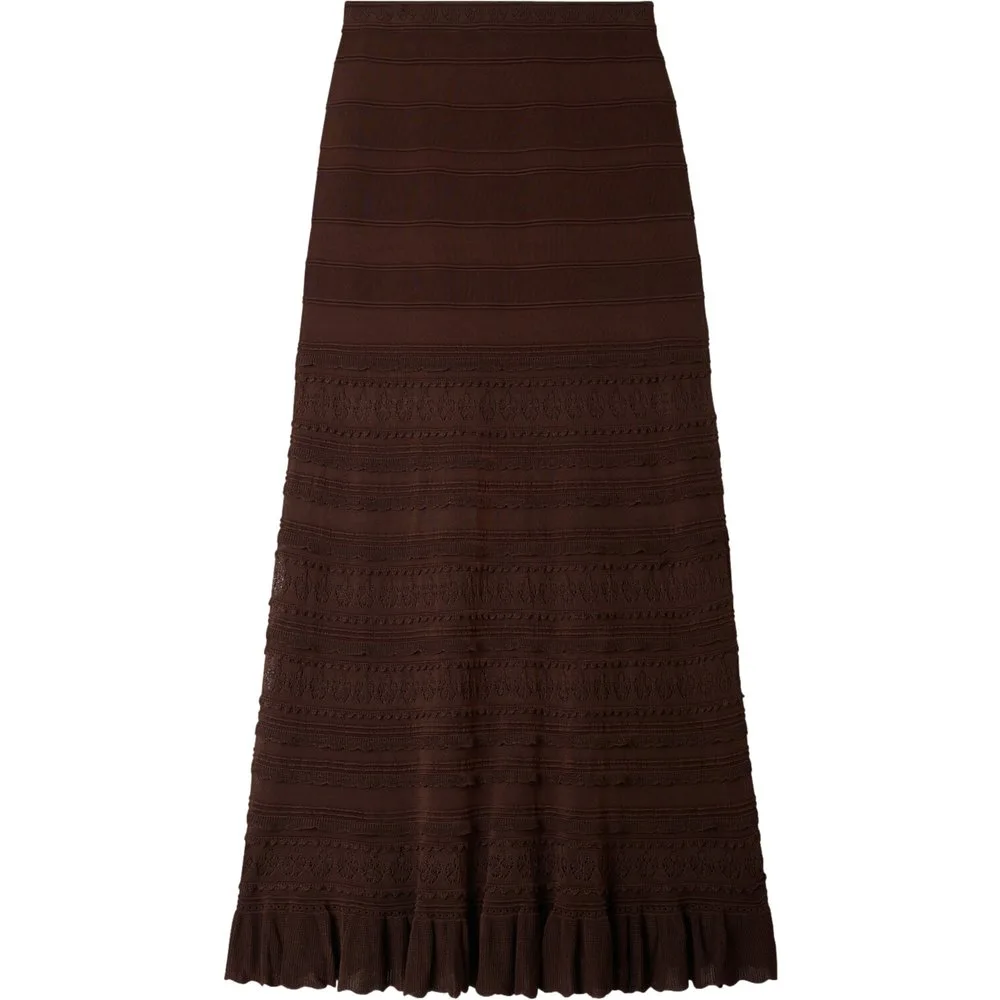 Falda larga acampanada de punto pointelle - sandro - FashionsVida