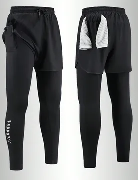 Pantalones largos casuales para deportes al aire libre para hombres, adecuados para usar en primavera y verano, diseño de doble capa, ideales para co - Shein - FashionsVida