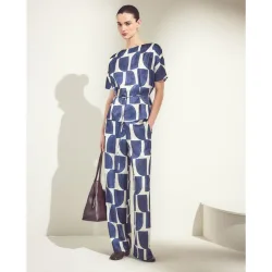Pantalón ancho de mujer con estampado acuarelado