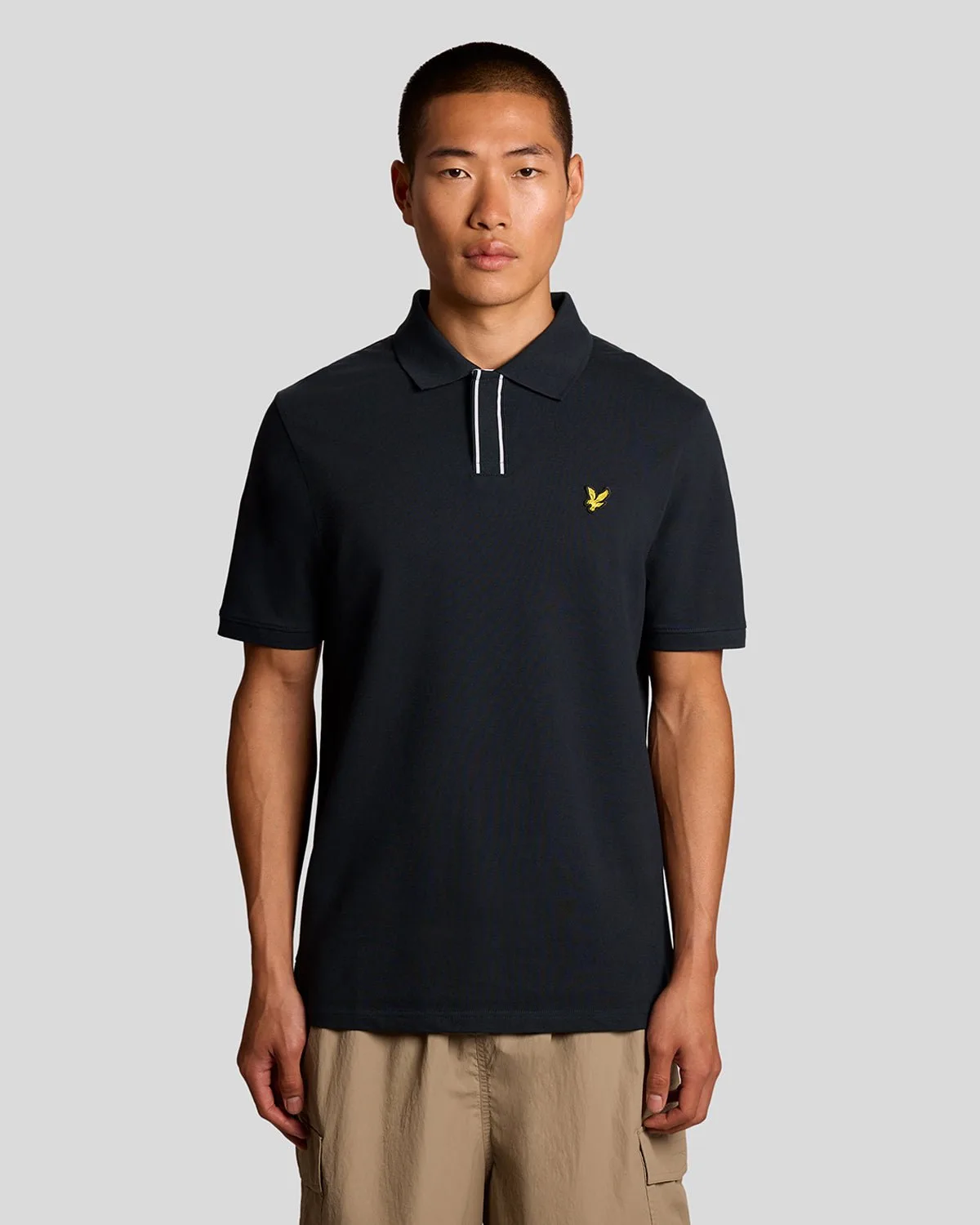 Men's Placket Tipped Polo Shirt in Navy - Lyle & Scott - FashionsVida