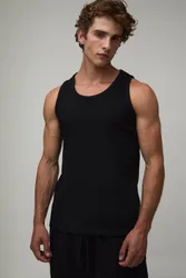 Herren Essential Regular Geschnittene Waffel Weste Black Größe 3XL