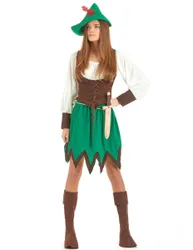 Mittelalter Waldfrau Damenkostüm Rächerin grün-braun