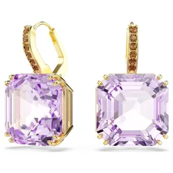 Orecchini pendenti Millenia, Taglio squadrato, Viola, Finitura oro 18K OS