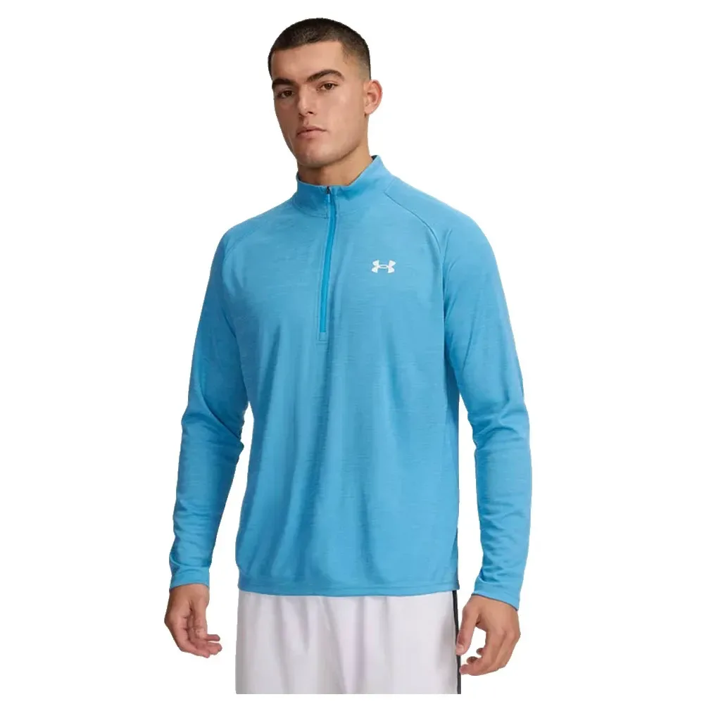 Sweat à Demi-zip Tech Textured White / Blue M - Under armour - FashionsVida