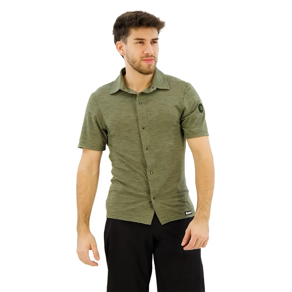 Camicia A Maniche Corte Summer Gravel Military Green - Santini - FashionsVida