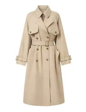 High Street Solid Color Trench Female Turn Down Collar Sashes Double Breasted Long Coat Autumn New Tide 2025 New - Aliexpress - FashionsVida