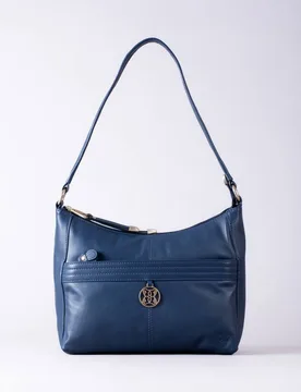 Women's 'Cartmel' Leather Shoulder Bag in Navy - Navy - Size: One Size - Lakeland Leather - FashionsVida