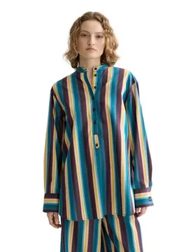 Chemise à Manches Longues U9b01129t El Cosmico Stripe Deep Lagoon 34