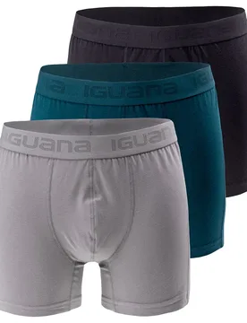 Boxers Presto 3 Unità Light Grey / Dark Green / Black M - Iguana - FashionsVida