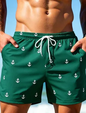 Pantalones cortos de playa casuales estampados con cordón 2 en 1 para hombres, vacaciones - Shein - FashionsVida