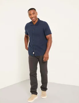 Regular Fit Cotton Linen Blend Shirt Navy male - Fatface - FashionsVida