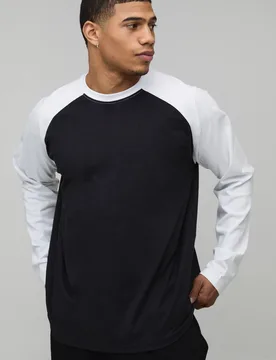 Men's Oversized Raglan Long Sleeve T-Shirt Black Size X-Large Black XL - boohooMAN - FashionsVida