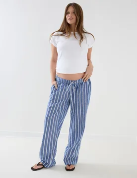 Maternity Pure Cotton Striped Trousers Blue Mix female - JoJo Maman Bébé - FashionsVida