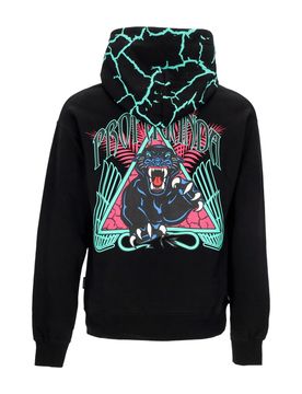 Felpa Leggera Cappuccio Uomo Triangle Panther Hoodie Black