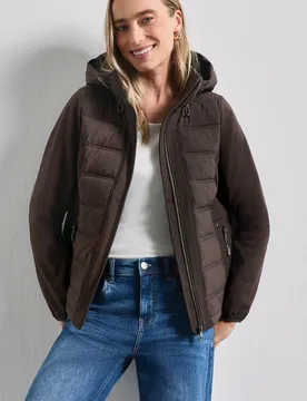 Softsheljacke mit Kapuze und Steppdetails female Braun - Street One - FashionsVida