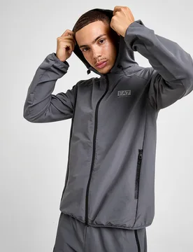 Mens Felpa con Cappuccio Full Zip Woven Reflective - Grigio, grigio grigio Uomo taglia S - Emporio armani - FashionsVida